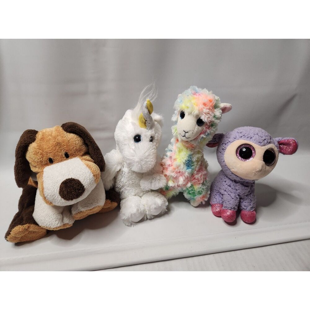 TY Plush Lot – Angus, Lola, Lavender + Dog – 4‑Piece Mixed Animals